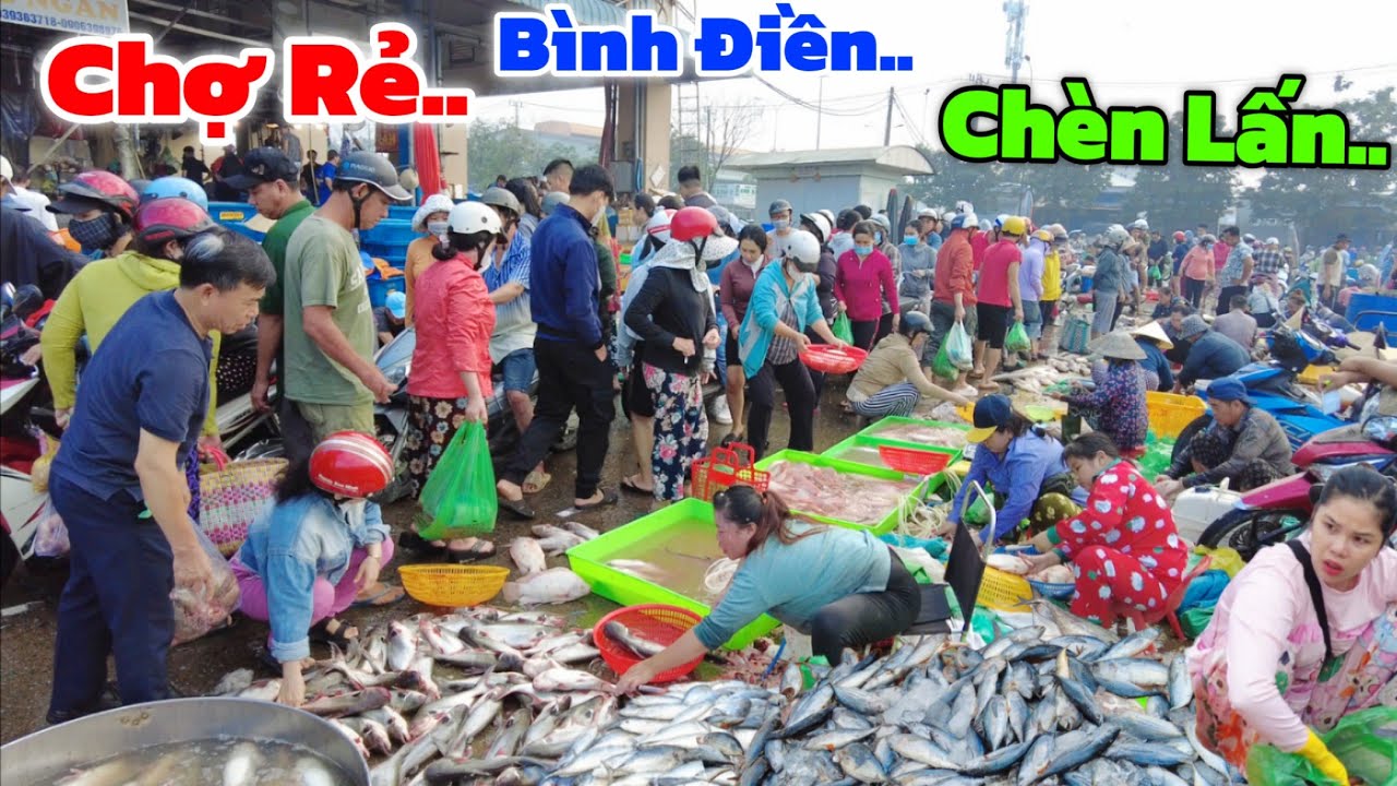 Cá Biển tràn chợ Bình ĐIỀN mùa Bão Lũ Lụt 