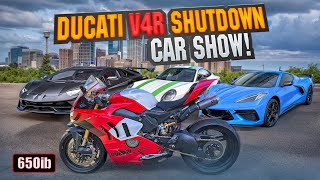 MY FULLY MODIFIED DUCATI V4 R SHUT DOWN A CAR SHOW!