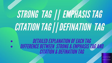 Strong Tag || Emphasis Tag || Citation Tag || Definition Tag in HTML