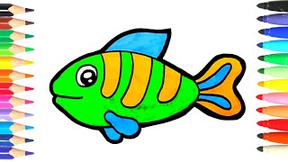 كيف ترسم سمكة | رسم سمكة | تعليم الرسم للاطفال