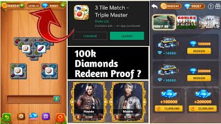 3 Tile Match Triple Master 100k Diamonds Redeem Proof - 3 Tile Match Triple Master Real Or Fake screenshot 1