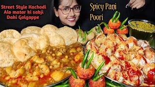 Eating Dahi Poori, Pani Puri Lots of Chillies, Kachori | Big Bites | Asmr Eating | Mukbang