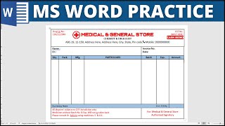 MS Word Practice Exercise 🧑‍💻 | MEDICAL STORE CASH MEMO DESIGN | 🔥Telugu screenshot 4