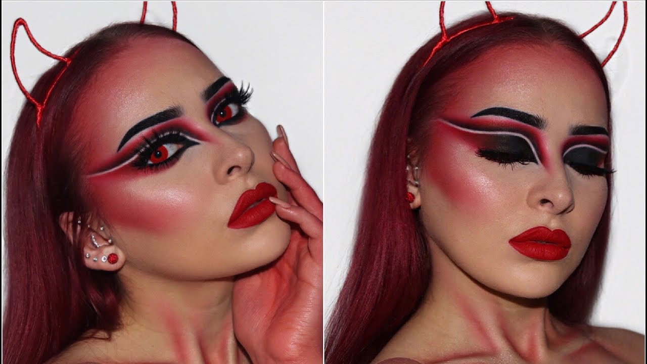 Glamorous Red Devil Halloween Makeup Tutorial 2018 YouTube