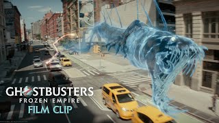 Ghostbusters: Frozen Empire FILM CLIP | Ecto-1 in pursuit of the Sewer Dragon