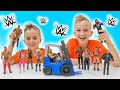 Vlad y Niki reto de 5 candados con juguetes WWE Forklift