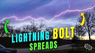 Lightning Bolt Strikes the Ground and Spreads across the Sky
