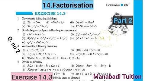 8th class maths| Chapter 14|🙋‍♂️Factorisation| 🤷‍♀️Exercise 14.3 |Q no 2 |part 2|with notes |