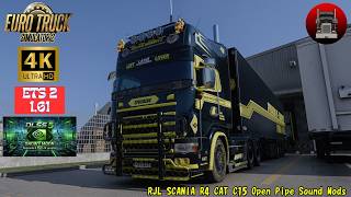 ETS2 1.61 Mods RJL Scania R4 CAT C15 Twin Turbo Open Pipe Sound DLSS 5 Snowy Moon PNG Reshade 4K POV