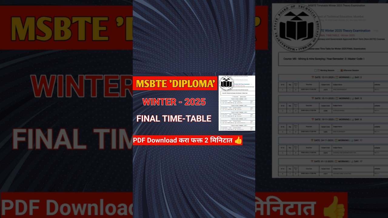 How To Download Msbte Winter 2025 Exam Timetable 