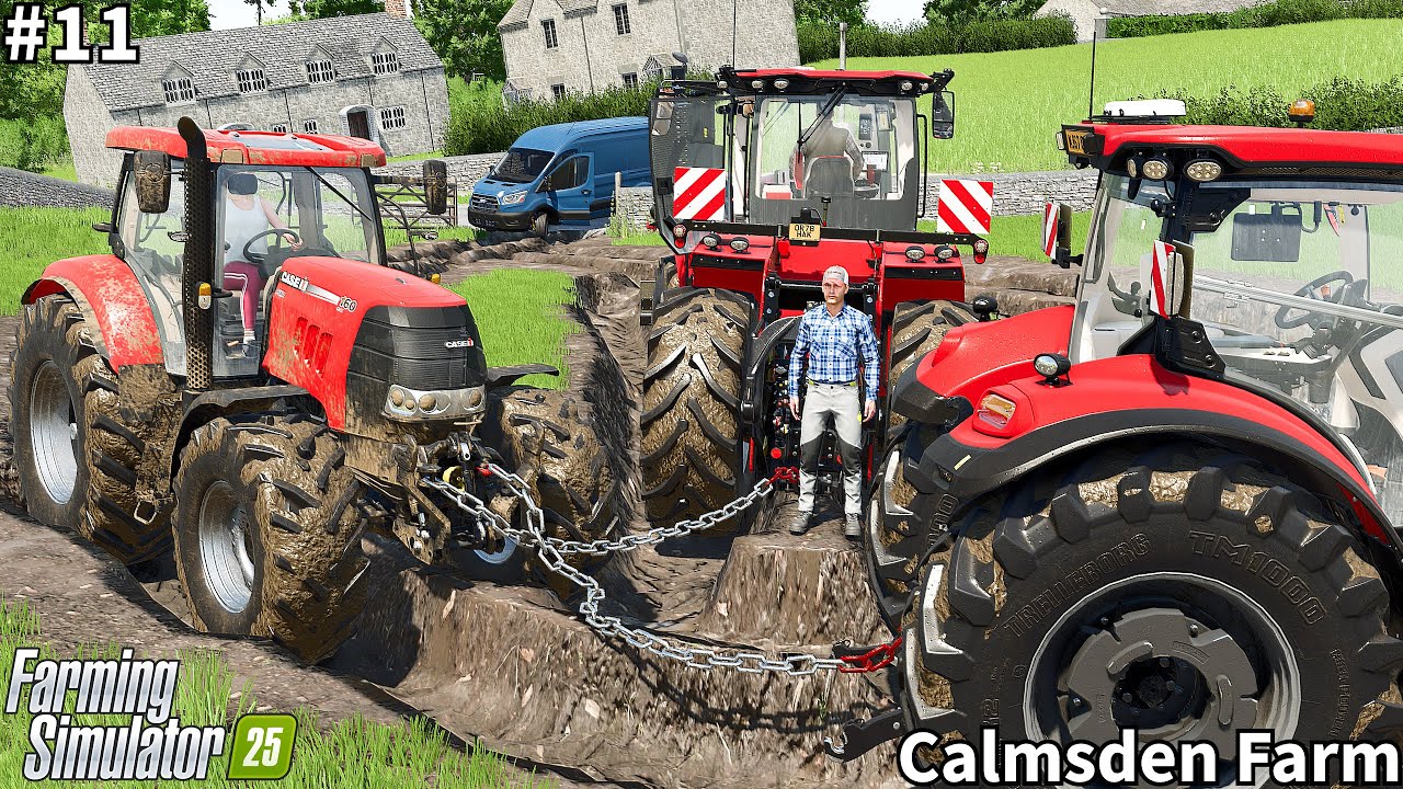 Два трактора Case IH объединяются, чтобы спасти застрявший трактор│Calmsden│FS 25│Timelapse#11
