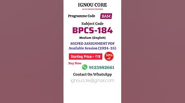 BPCS 184 Solved Assignment PDF 2024-25 in English, BAM program BPCS-184 Solved assignments