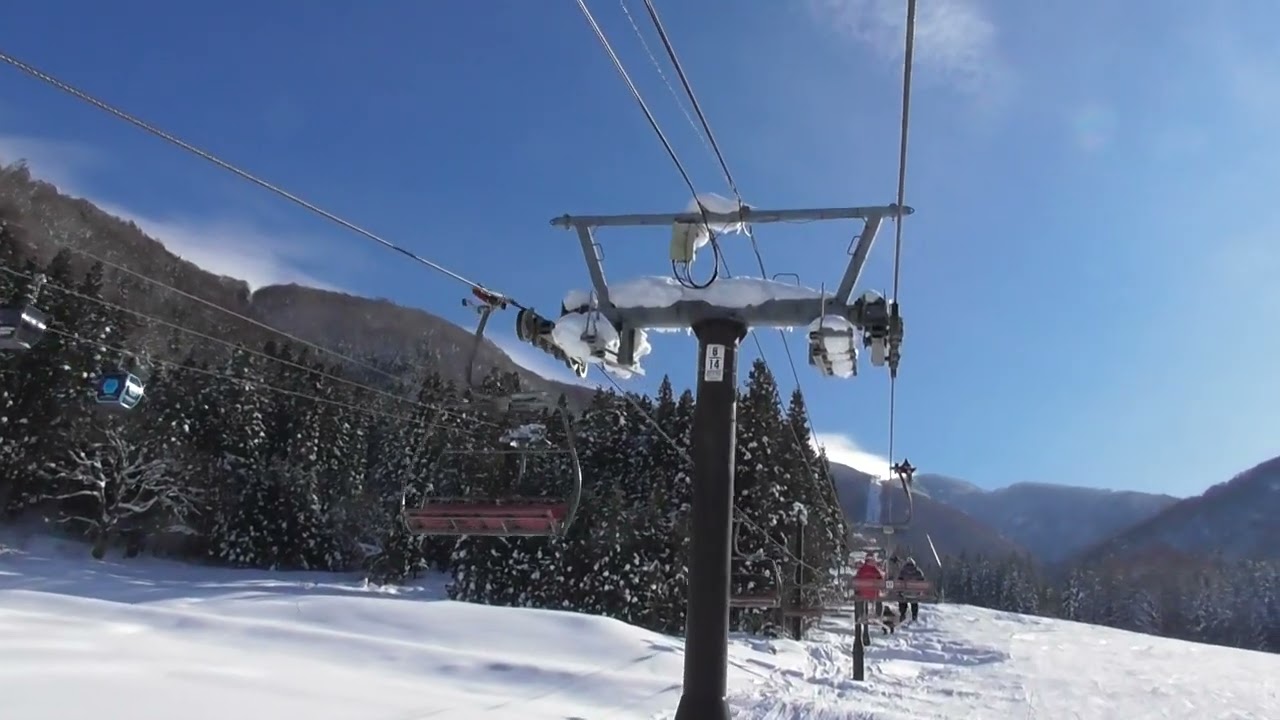 2種の握索機！）野沢温泉スキー場 長坂フォー Nagasaka Quad Lift