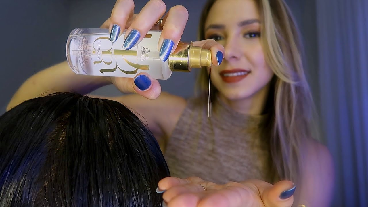 ASMR - CORTANDO, ESCOVANDO E HIDRATANDO SEU CABELO DE VERDADE 😴