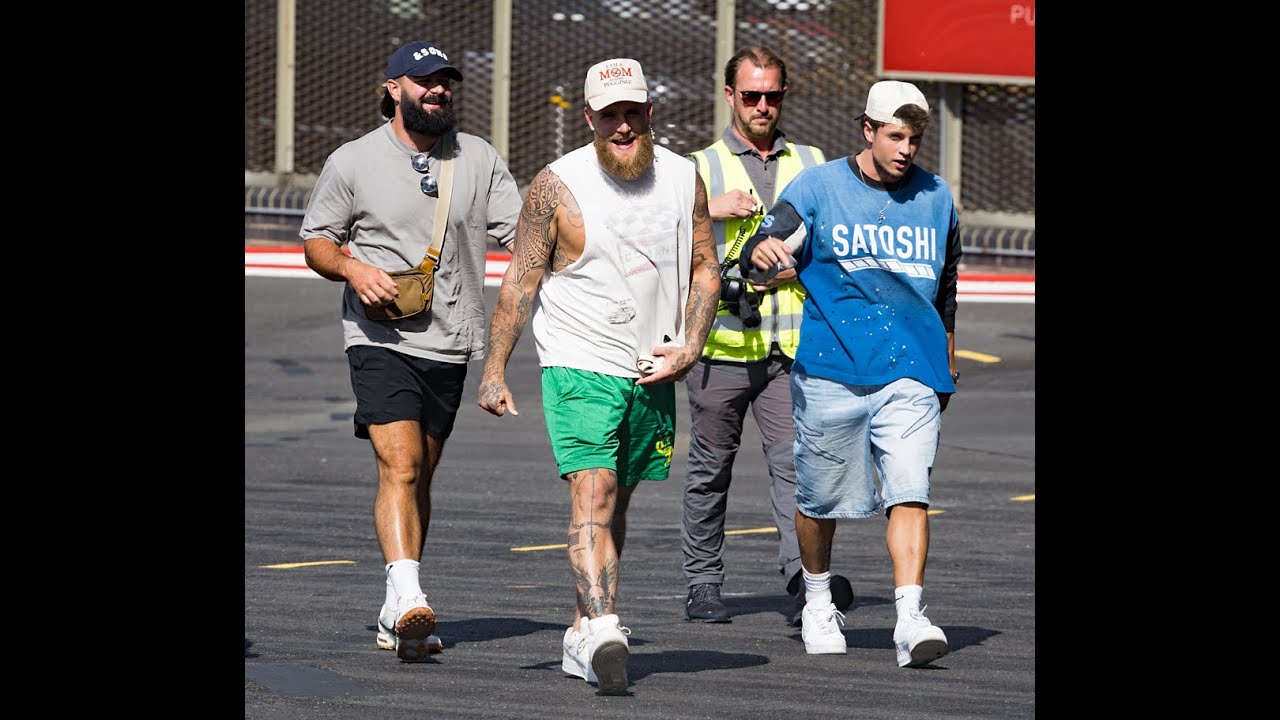 American boxer Jake Paul arriving at London Heliport