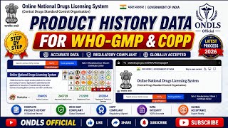 WHO-GMP and COPP Product History Data Filling on ONDLS Portal | Step-by-Step Full Process 2026 screenshot 2