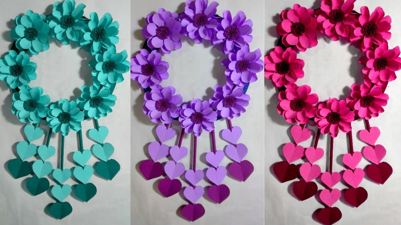 Nirmana | Wall hanging with paper flowers | easy wall decorations ...