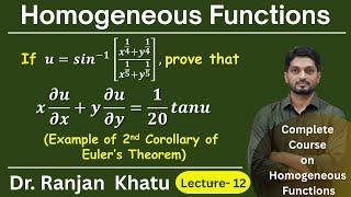 Example of Second Corollary of Euler&#39;s Theorem | Homogeneous Functions | L12 @ranjankhatu