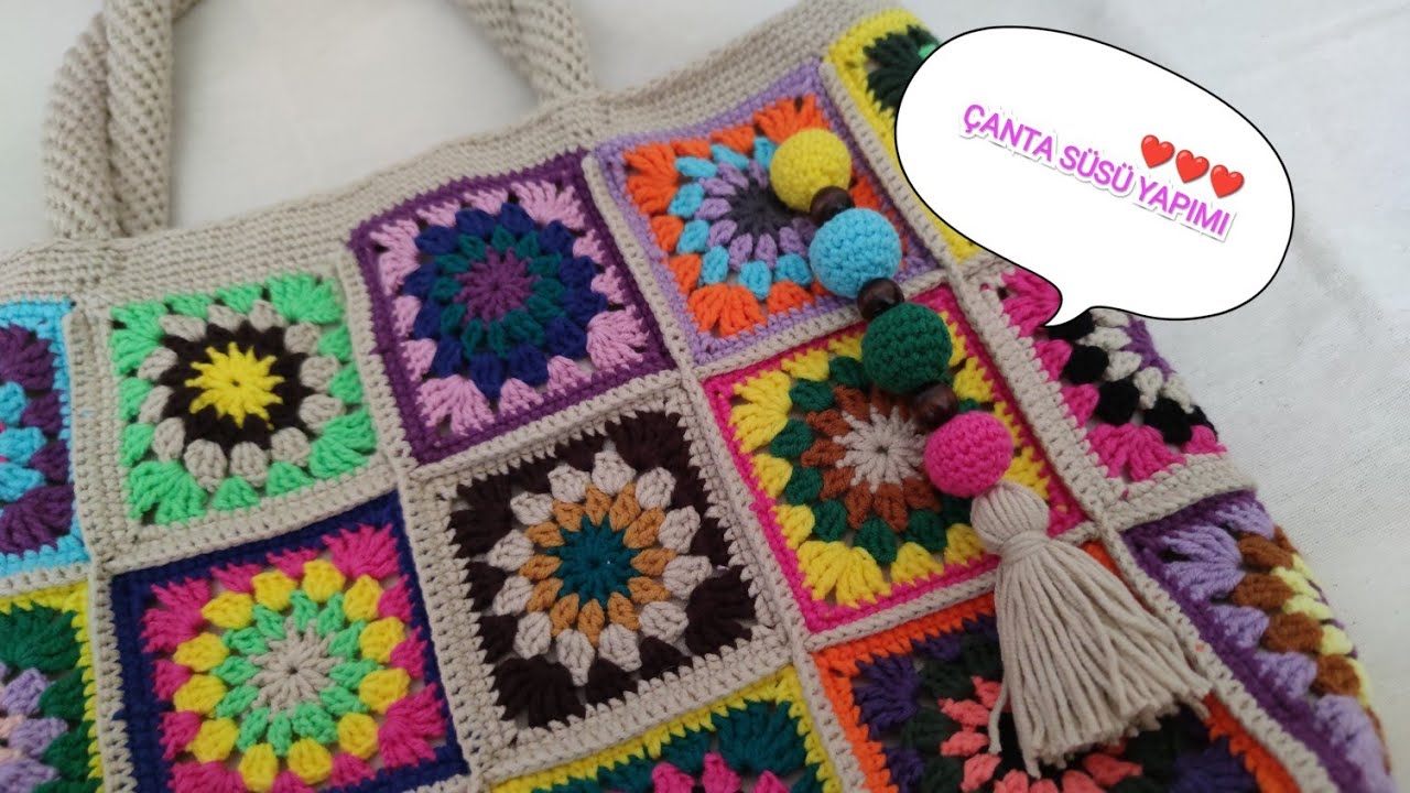 ÖRGÜ BONCUK ÇANTA SÜSÜ YAPIMI🍩Örgü Çanta Süsü 🏵️ örgü mini toplu çanta süsü🏀 Örgü ponpon çanta süsü