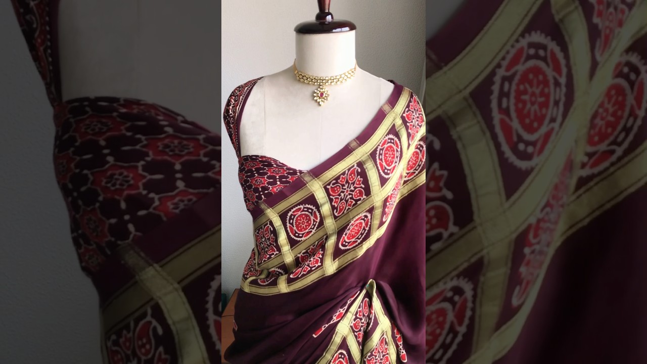 Pure Modal Silk Hand Block Ajrakh Saree