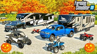 FALL CAMPING ON THE LAKE & ATV RIDING! (TOYHAULER CAMPERS) | FARMING SIMULATOR 22