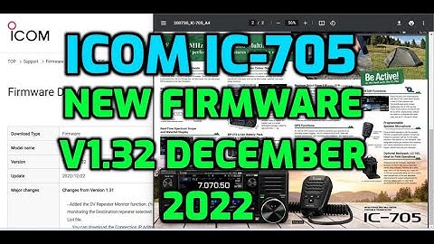 ICOM IC-705 NEW FIRMWARE 1.32 DECEMBER 2022 -NEW IP ADRESS,S