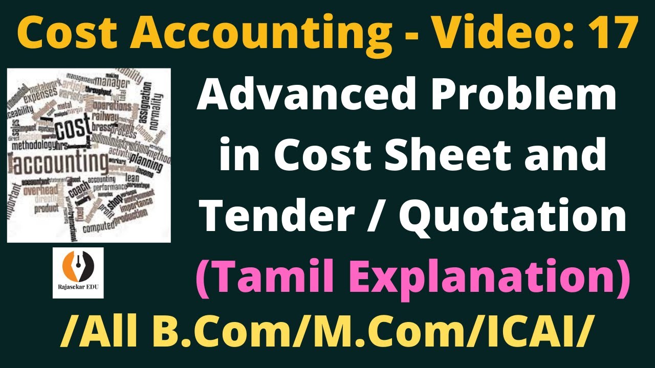 Advanced Problem in Tender/Quotation|Video-17|Cost Sheet|How to Prepare