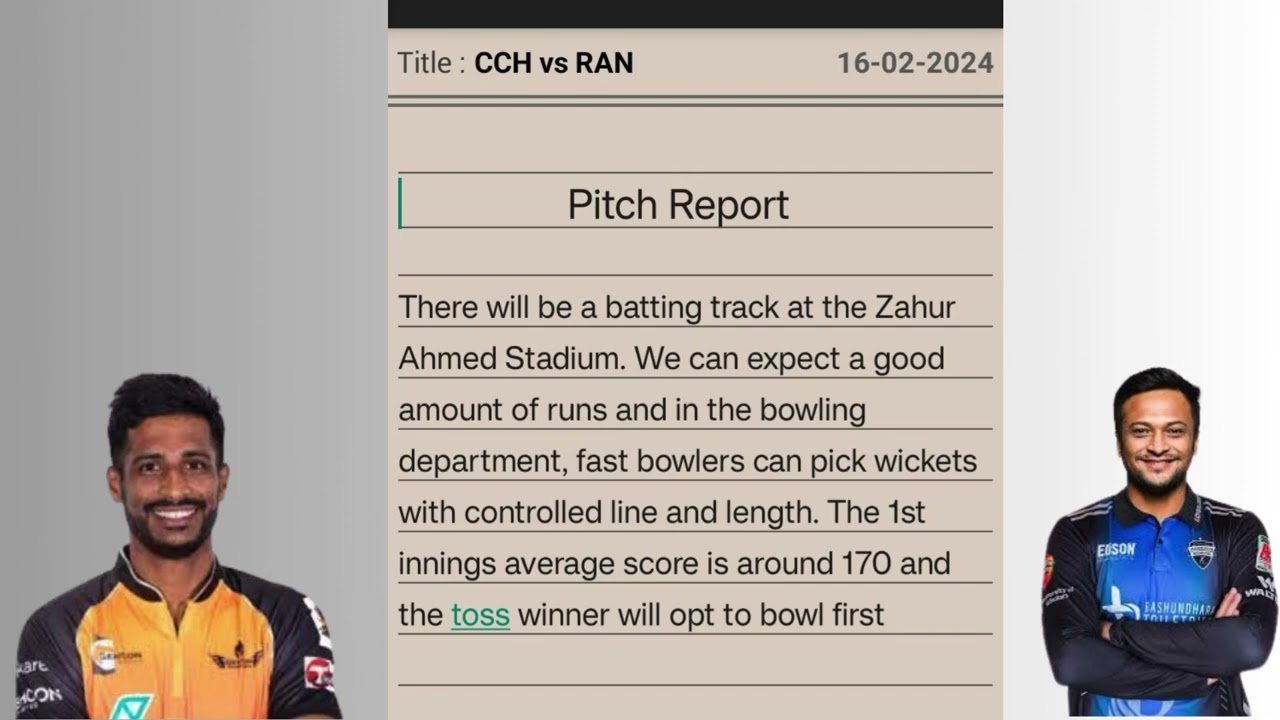 CCH vs RAN BPL T20 LEAGUE TEAM PREDUCTION