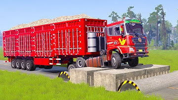 Spintires Mudrunner Gameplay | Truck vs Extreme Broken Road with Speed Bumps #mudrunner