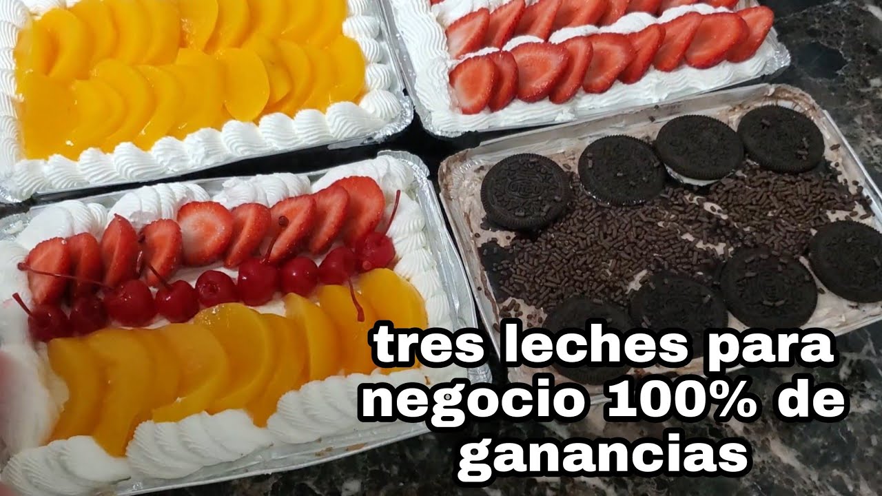 pastel de 3 leches para negocio. durazno,fresa, y oreo. super facil