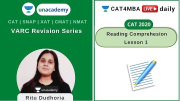 VARC Revision - Reading Comprehension Lesson 1 | Unacademy CAT4MBA | Ritu Dudhoria