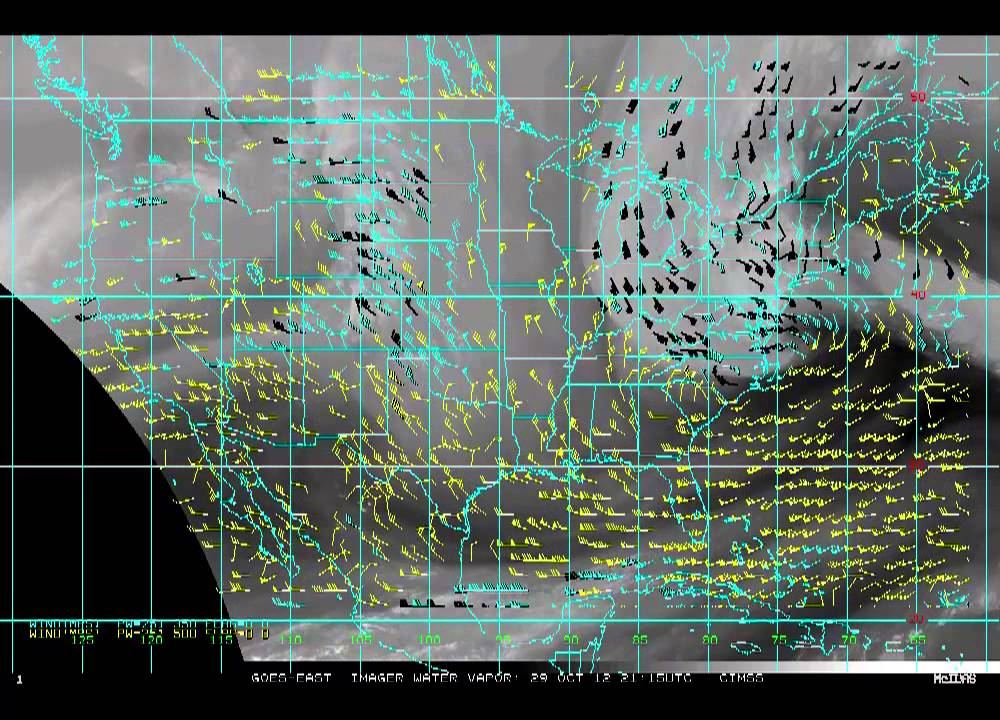 Hurricane Sandy: GOES-13 Operational Scan (15-minute water vapor imagery)