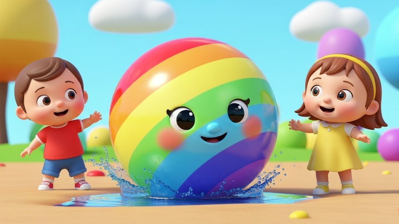 Rainbow Ball Rolling Fun | Colorful Action Song for Kids | Nursery Rhymes & Educational Songs