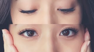 How to SAFELY apply false lashes under real lashes | 安全につけまつげを自まつ毛の下につける方法 [日本語字幕]