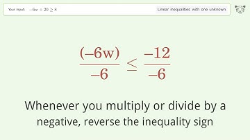 Solving Linear Inequalities: -6w+20 is Greater Than or Equal to 8