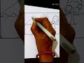 Easy Village Scenery Drawing 🌄 | Relaxing Art #shorts