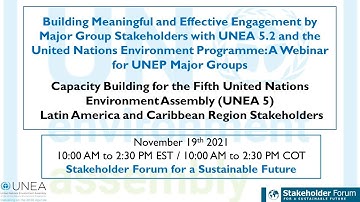 Building Meaningful and Effective Engagement by Major Group Stakeholders with UNEA 5.2 - LA & Carrib