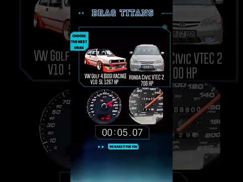 1200 HP VW Golf MK4 vs 700 HP Honda Civic VTEC 2