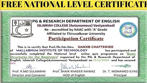 National level E-Quiz on "Basic Structures for the Beginners" | Basic Structures for the Beginners