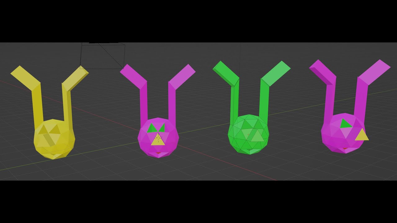 blender model 4 objects multiple colors rotation - YouTube