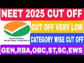 NEET 2025 CUT OFF || CATEGORY WISE VERY LOW CUT OFF😱💯 #neet2025 #neetexam2025 #neetresult #neetprep