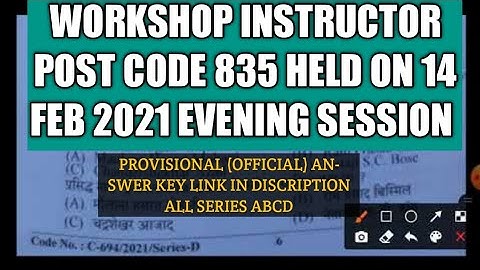 Workshop Instructor Post Code 835 Held On 14 feb 2021 Paper Solve  Answer key!! Hpssb Hpssc
