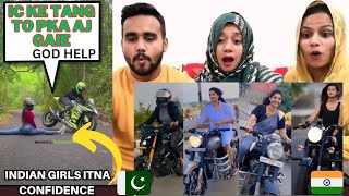 INDIAN Cute Girls Ride || Bullet KTM Super Bike || R15 || Pakistani Reaction || 🏍️🤩🤩