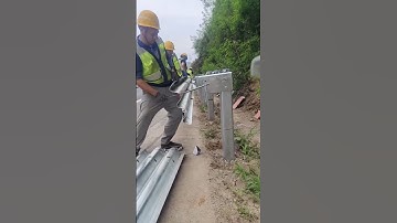 Installation of highway guardrails #xcavator