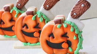 Decorated Halloween Cookies - How to make a Pumpkin Piñata Cookie for Halloween