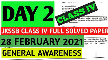 CLASS IV solved  Paper  Day 2 28 feb jkssb solved paper
