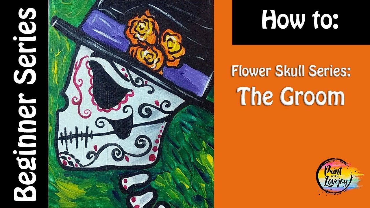 EASY How To Paint The GROOM Flower Skull Step By Step And Eay To