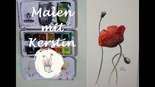 Malen lernen Story 16: Echtzeitvideo: Wie male ich eine Mohnblume in Aquarell?