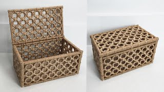 DIY  MAKING DECORATİVE CHEST with Plastic Bottle Caps, Jute Rope and Wooden Stick