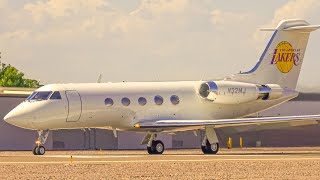(4K) Private Jet Action at Scottsdale | Magic Johnson's Gulfstream G-III